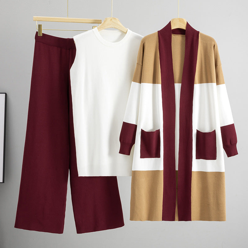 A knitted three-piece set