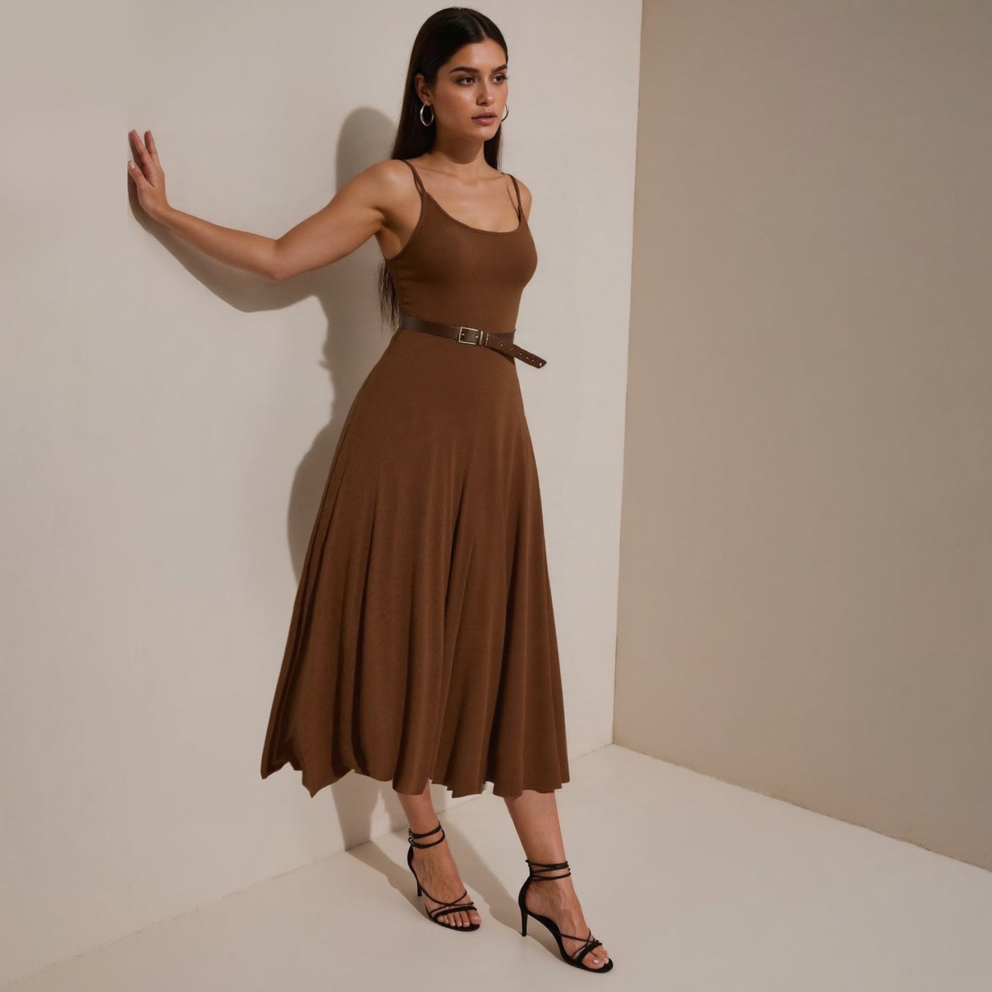 W310DS European and American cross-border 2025 spring wasteland wind belt suspender dress retro Maillard belt suspender skirt women - Mixbatch