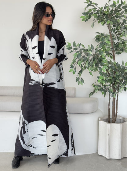A  Pleated robe print cardigan women's clothing