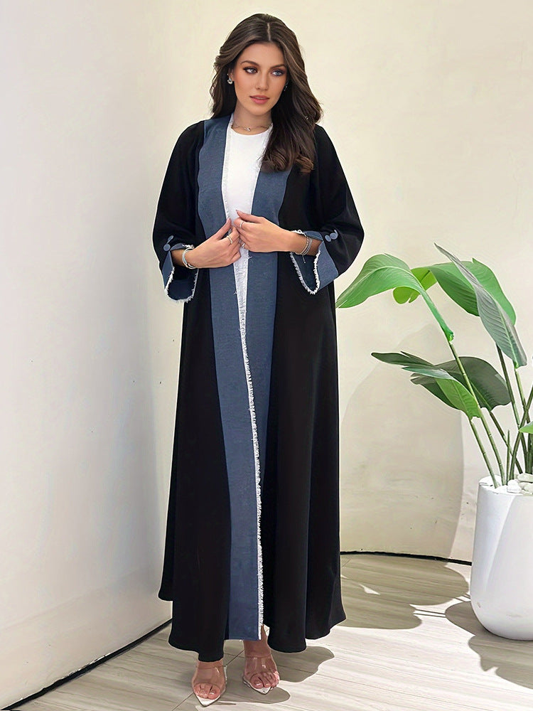 Women's Cardigan, Robe, Elegant, Contrasting, Tassel, Long Skirt, Middle East, Muslim, Dubai, Arabia, Spot Cross Border Clothing - Mixbatch