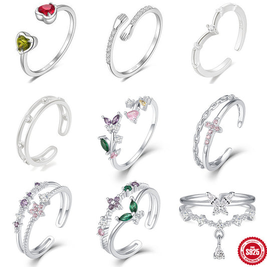 A S925 sterling silver adjustable open ring