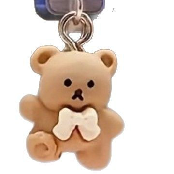 A Mobile Phone Dust Plug IOS Phone/Type-C/Android Couple Coffee Bear Pendant Mobile Phone Pendant