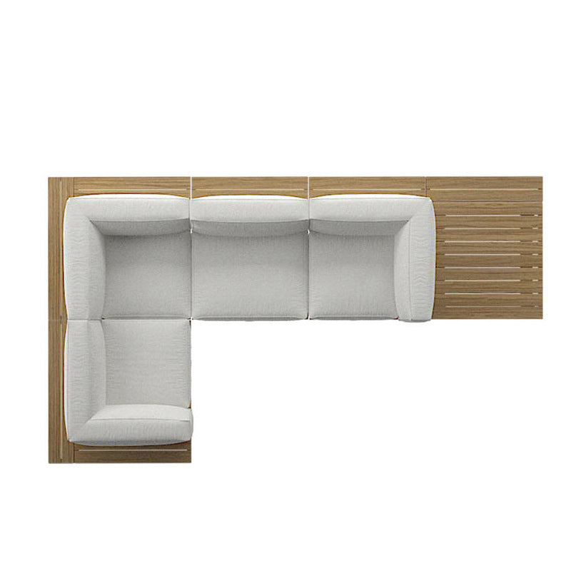 A teak outdoor sofa combination villa courtyard furniture Nordic style high-end garden hotel terrace solid wood sofa chair - Mixbatch