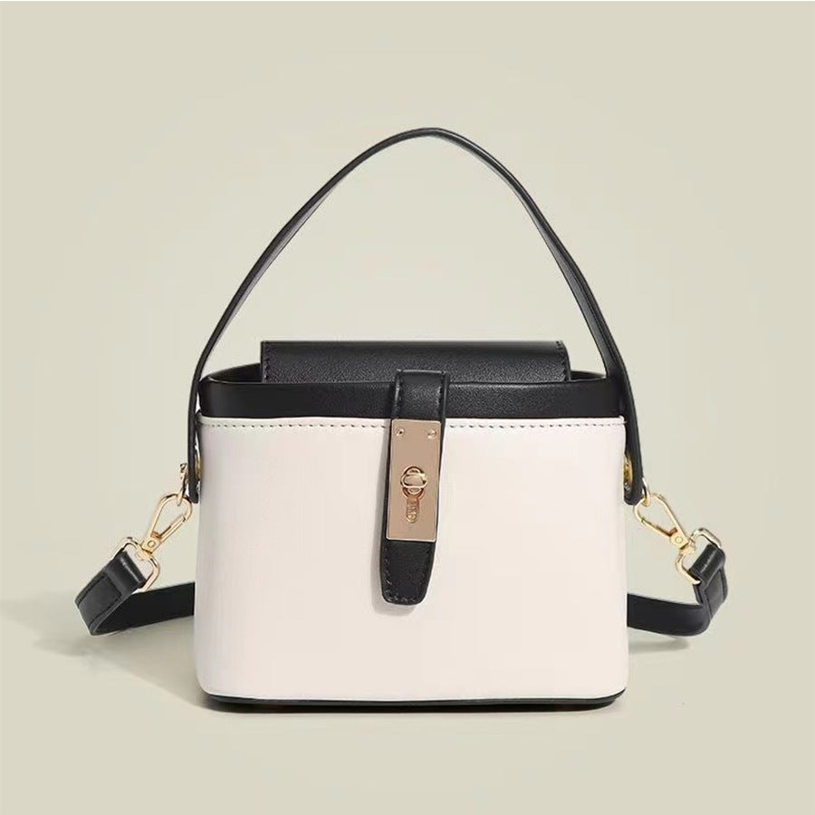 A portable box messenger bag trendy color matching bag women high sense niche women