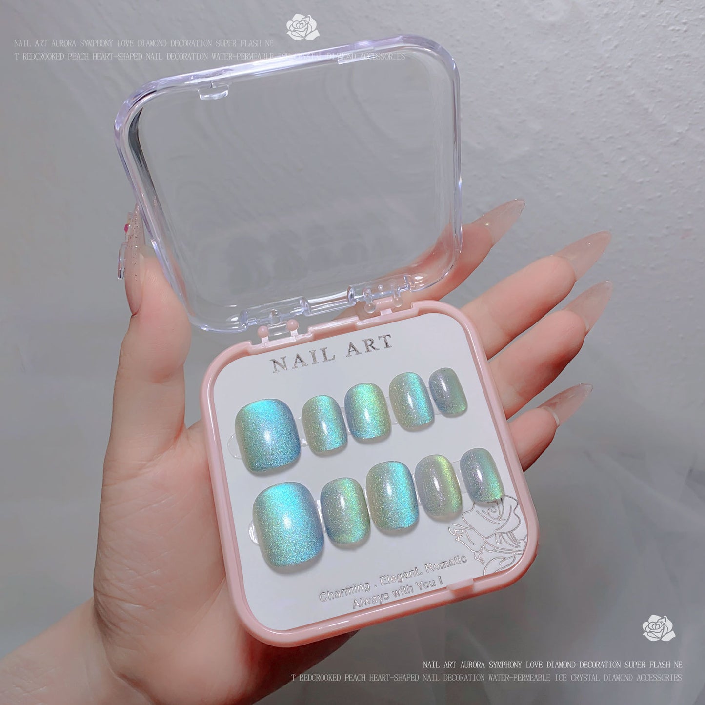 A new nail art wear nail spar cat eye flash diamond nail patch wear nail handmade nail art fake nail wholesale - Mixbatch