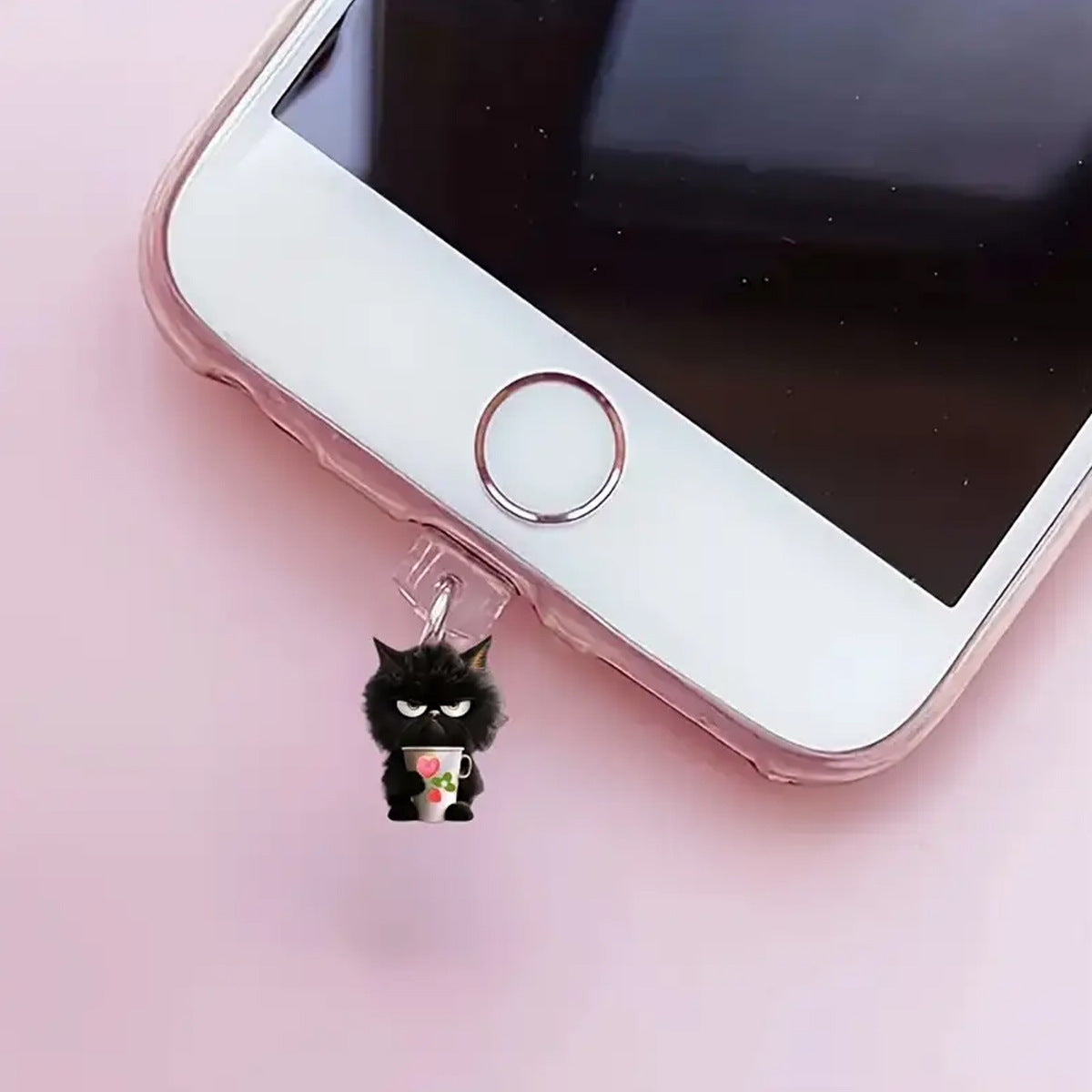 A cute black cat acrylic pendant, mobile phone dust plug, suitable for Apple mobile phone charging interface and Type-c interface