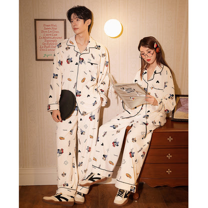 A couple pajamas women's autumn and winter thickened island velvet loungewear suit men