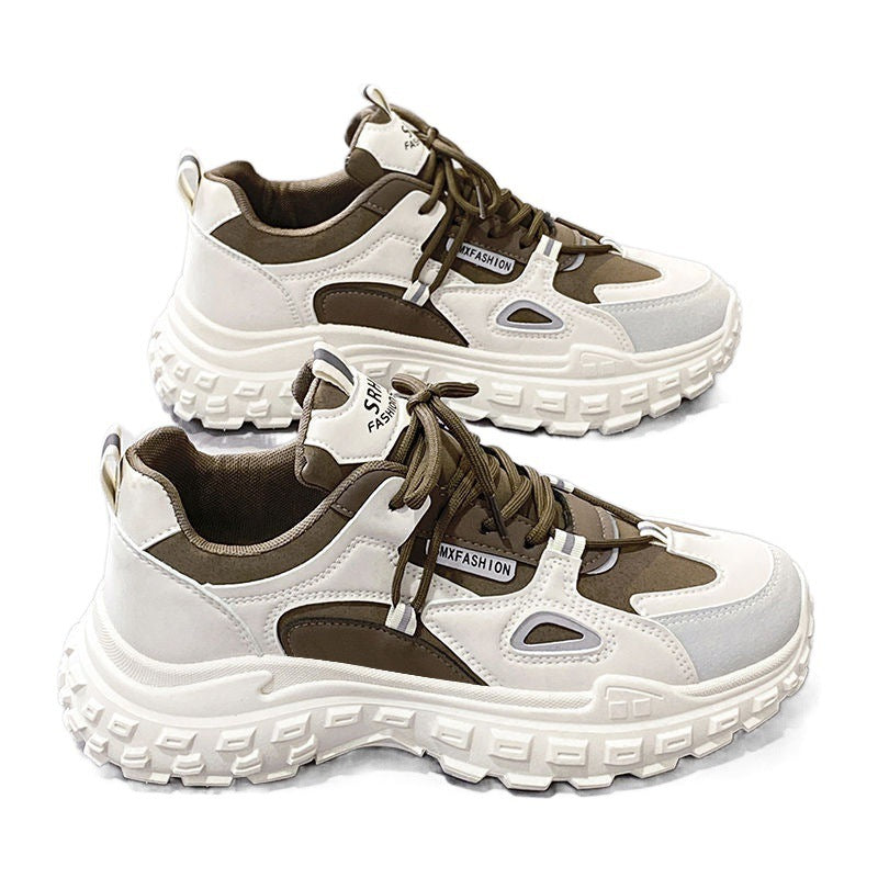 A thick-soled non-slip fashion sneakers new summer Internet celebrity Hong Kong style breathable men's shoes work wear-resistant casual dad shoes - Mixbatch