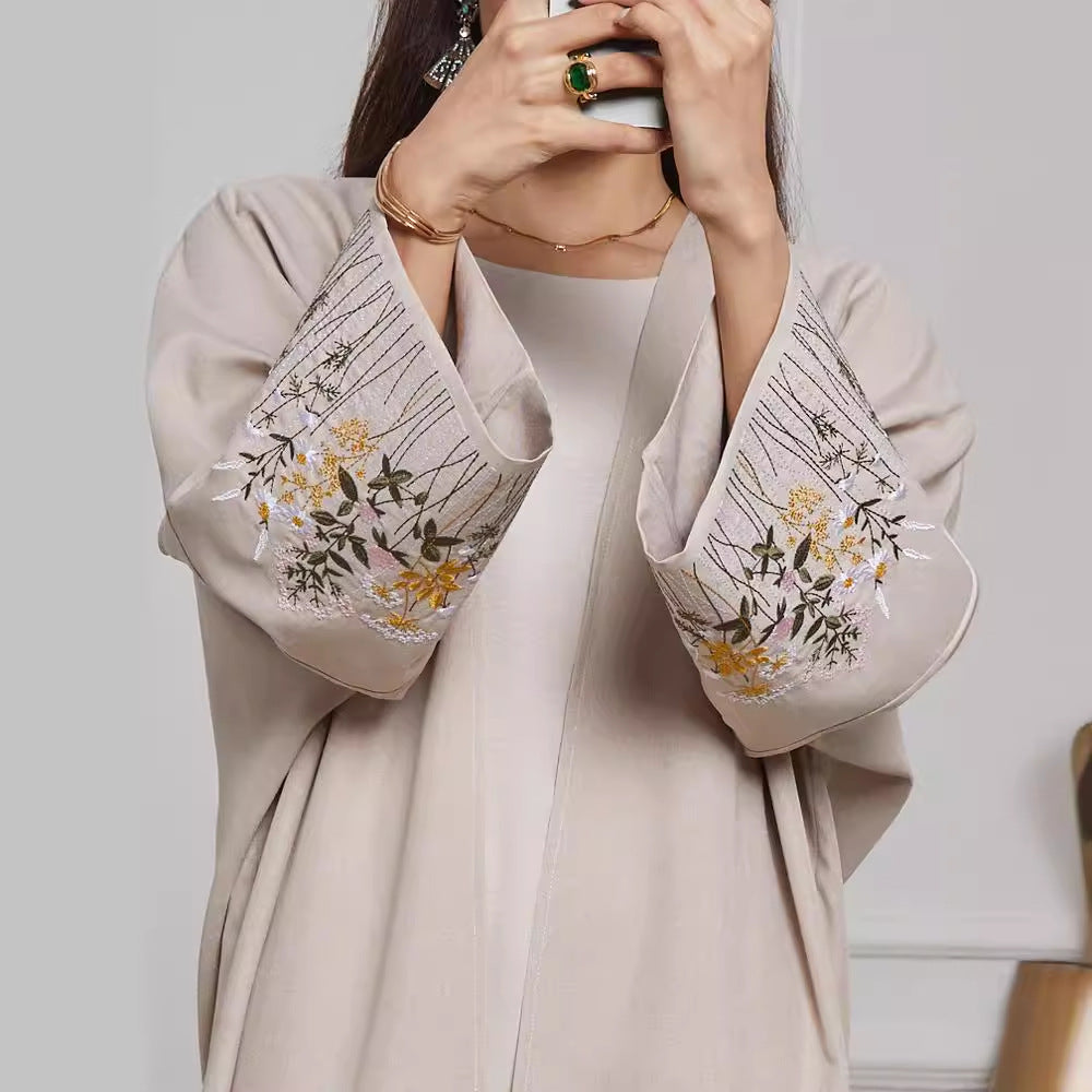 Women's Robe Embroidered Middle Eastern Muslim Clothing Cardigan Dress Long Dress Bat Sleeve - Mixbatch