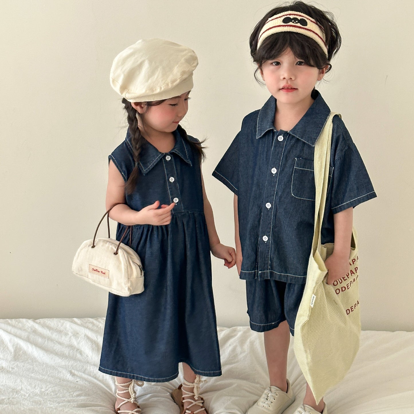 A children's summer denim suit for boys - Mixbatch