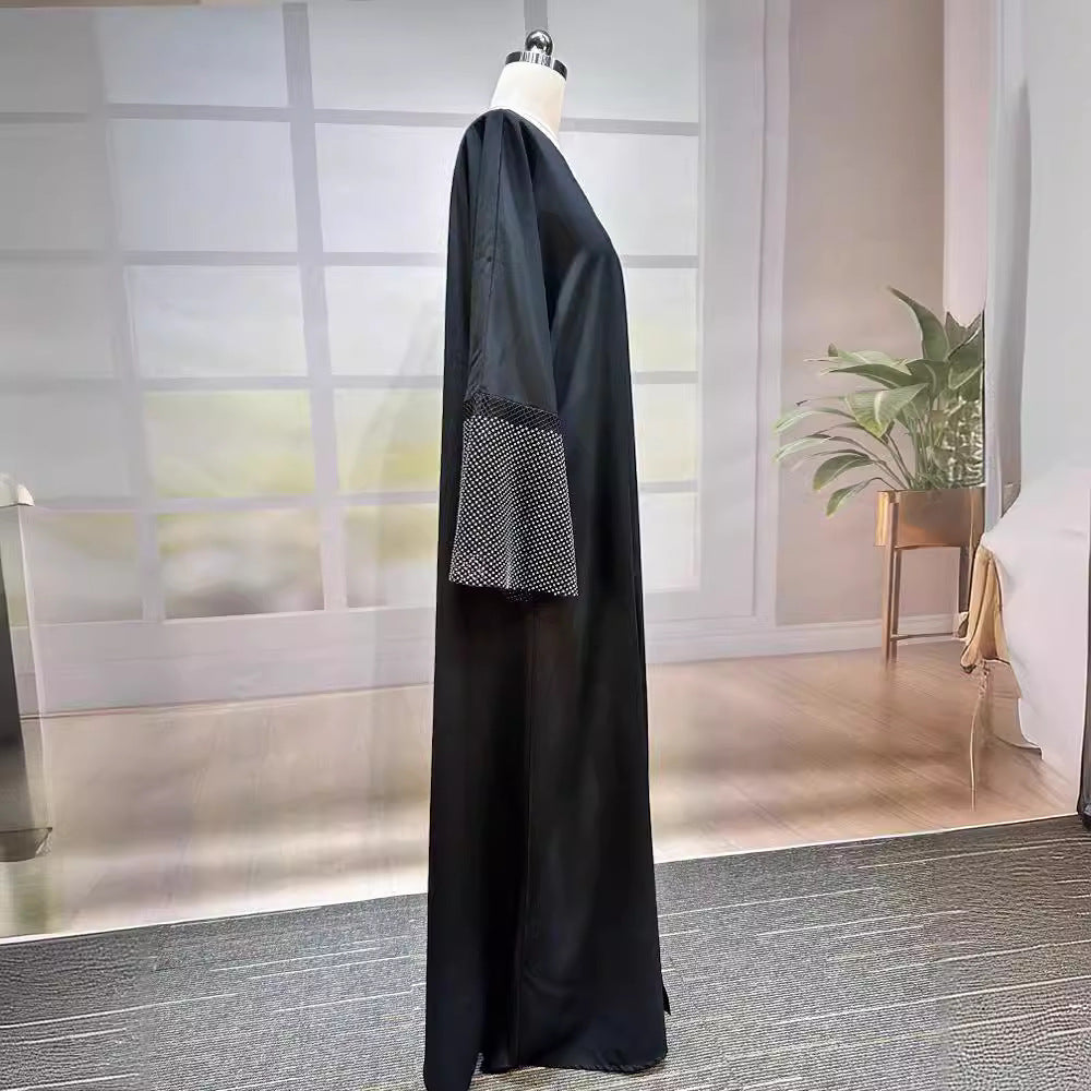 New Middle Eastern Muslim Dubai Clothing Fashion Elegant Cardigan Hot Diamond Dress Robe - Mixbatch