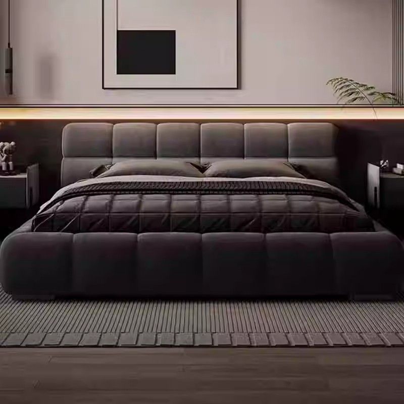 A technology flannel bed puff bed master bedroom double embedded air pressure storage bed spot comfortable soft against wedding bed wood