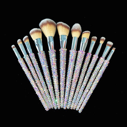A 12 pcs full of diamond makeup brushes professional face and eye beauty kit, full of diamond Blingbling beauty - Mixbatch