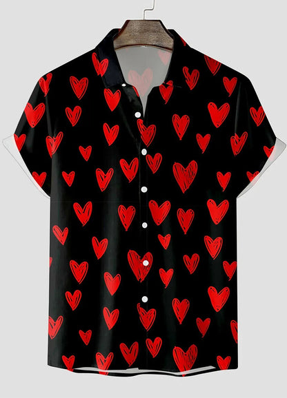 A love pattern short sleeve shirt