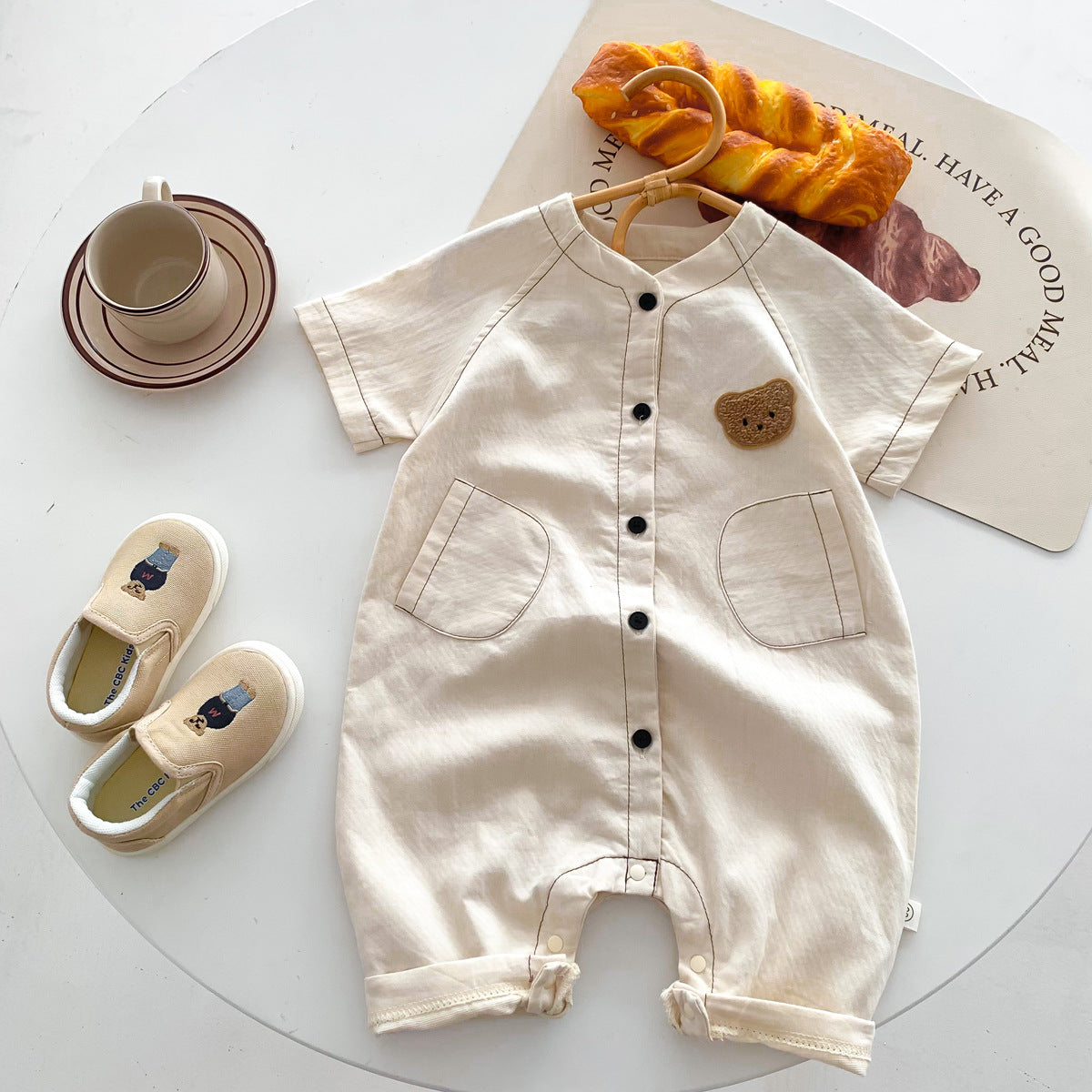 A children's clothing spot baby one-piece ins Korean version of the newborn boy baby cotton bag fart one-piece clothes out of summer - Mixbatch