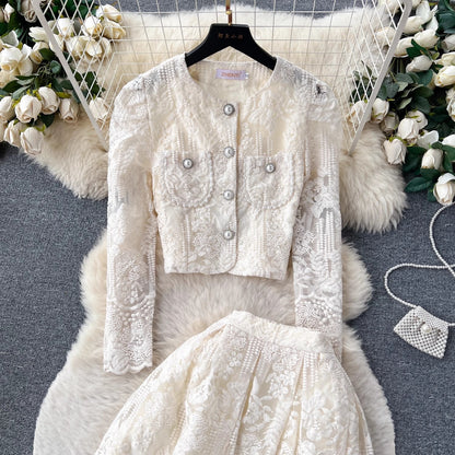 A lace top skirt women's two-piece suit