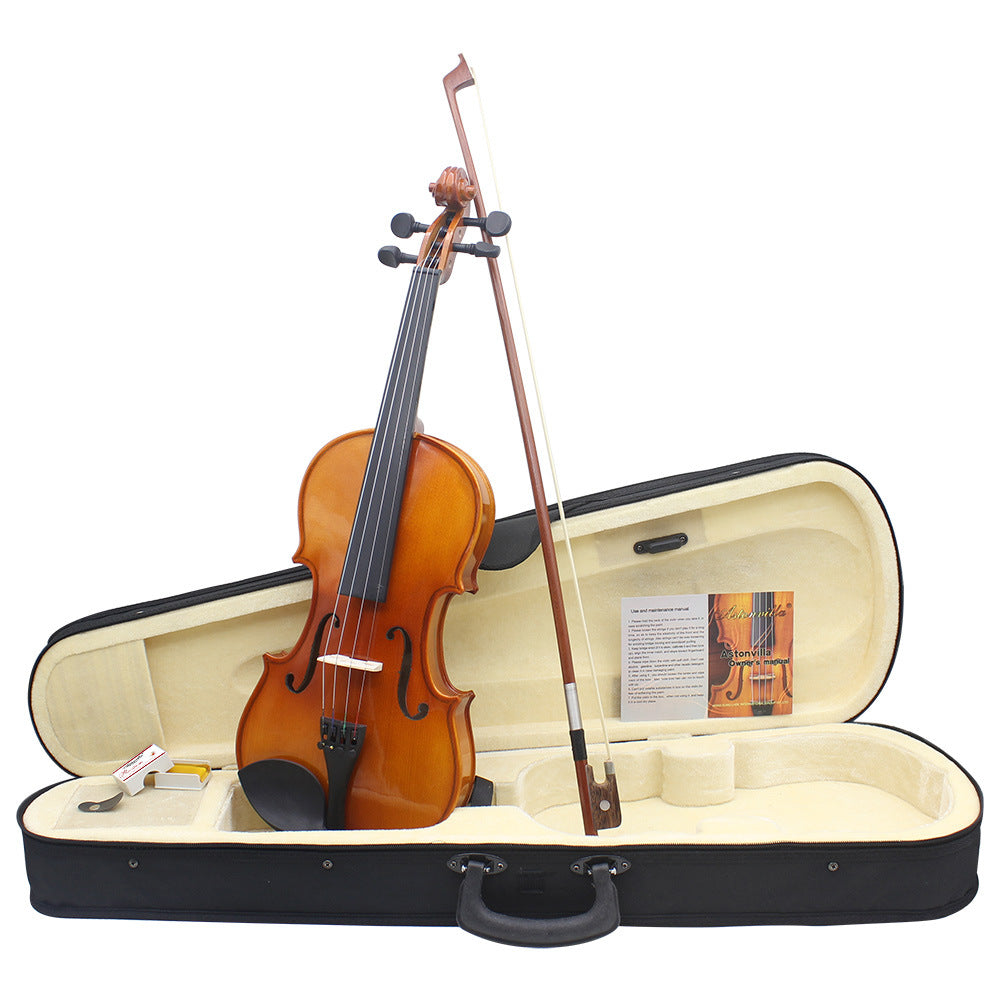 A Natural Bright Violin AV-03 Tiger Maple Backplane Solid Wood Violin Beginner Practice Violin