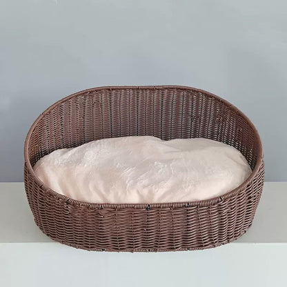 A dog and cat rattan pet nest