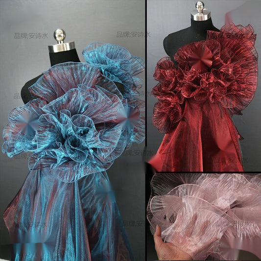 A large wave lace, transparent pleated ruffle edge, wedding dress children's clothing accessories designer fabric - Mixbatch