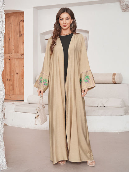 New Embroidered Middle Eastern Muslim Clothing Fashion Elegant Cardigan Human Cotton Dress Robe - Mixbatch