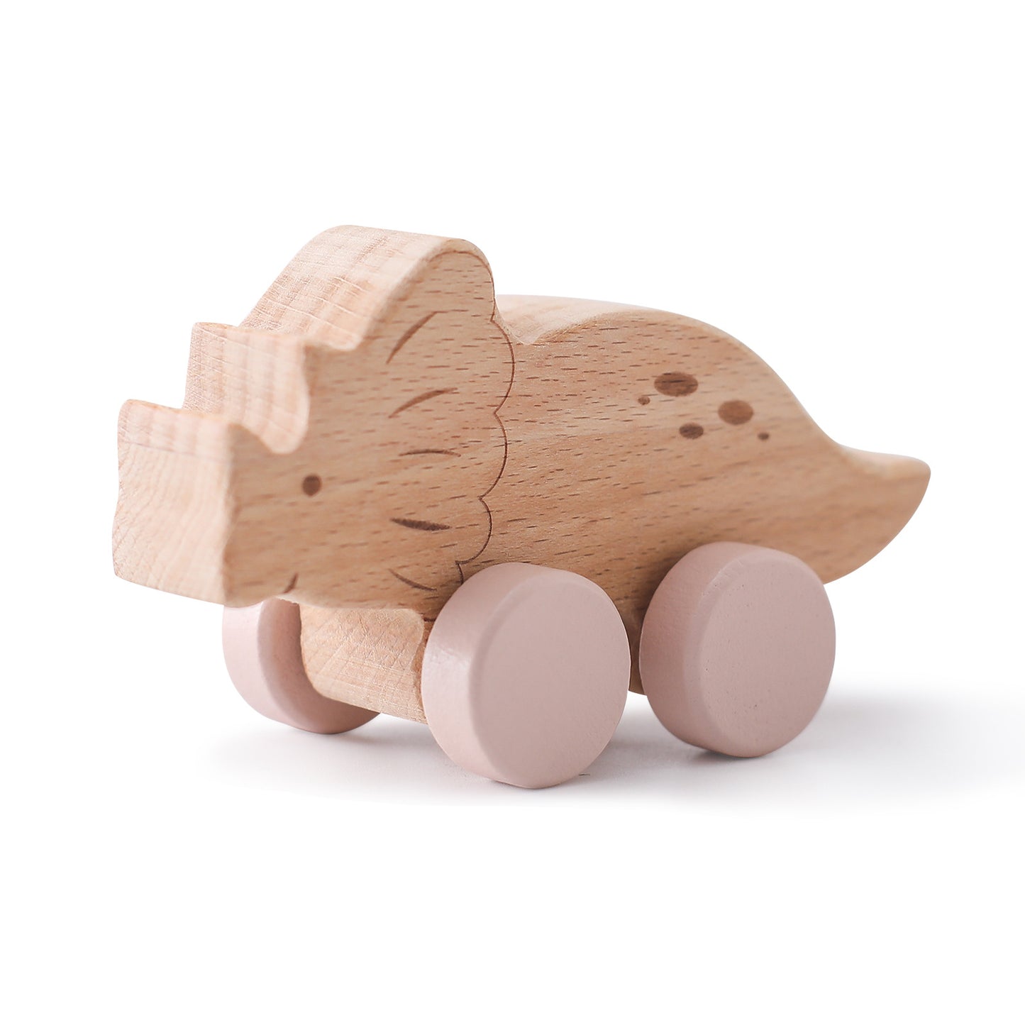 A children's dinosaur inertia pull-back car wooden drop-resistant hand push sliding car toy baby cartoon mini dinosaur car