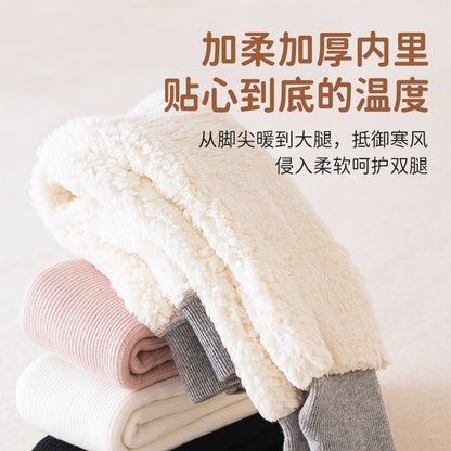 A girls pantyhose autumn and winter children's leggings fleece thickened northeast lamb fleece baby pantyhose baby wear - Mixbatch