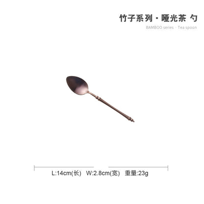 A stainless steel knife and fork set