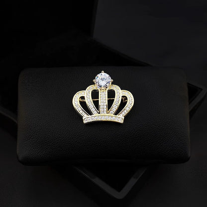 A Amazon Europe and the United States cross-border hot-selling zircon simple princess crown brooch small suit party dinner dress pin - Mixbatch