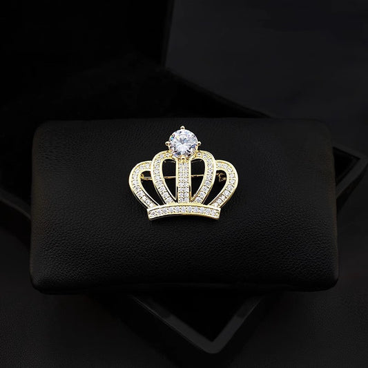 A Amazon Europe and the United States cross-border hot-selling zircon simple princess crown brooch small suit party dinner dress pin - Mixbatch