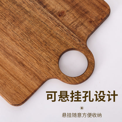 A Acacia wood pizza tray with handle solid wood cheese bread tray household steak plate, creative wooden small cutting board