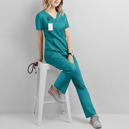A Cross-border hand washing clothes, short sleeves and trousers, nurse clothes set, elastic quick-drying isolation, surgical clothes, oral doctor work clothes