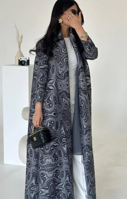 A  Pleated robe print cardigan women's clothing