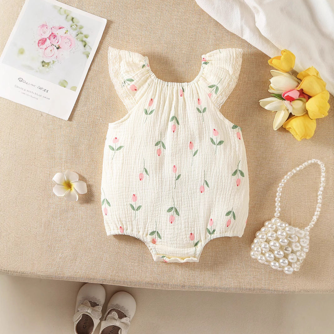A baby summer clothes newborn clothes short sleeve baby onesie three-dimensional love baby clothes summer baby clothes