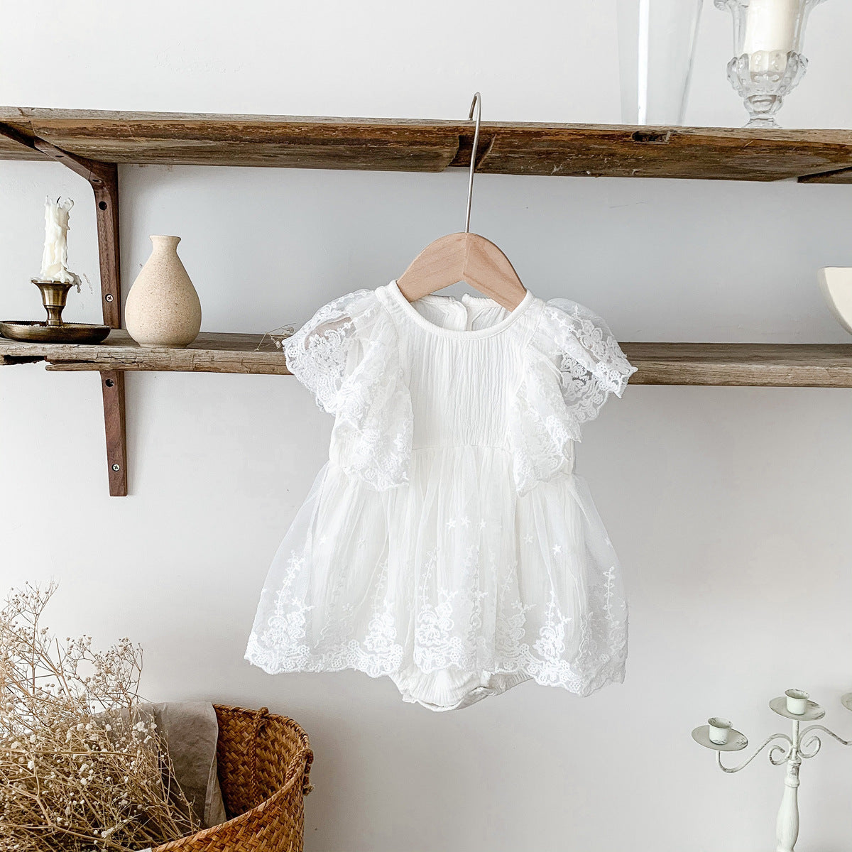 A baby clothes summer jumpsuit baby western lace bag fart clothes baby summer princess dress for 100 days - Mixbatch