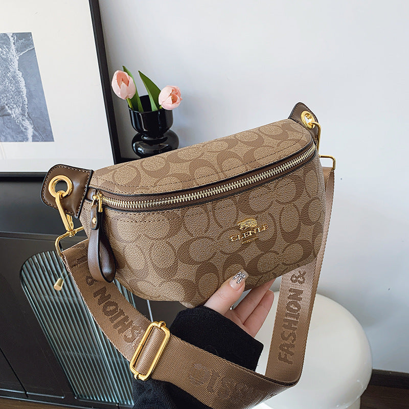 A new women's breast bag, fanny pack, temperament, high-end fashion printed shoulder messenger women's bag - Mixbatch