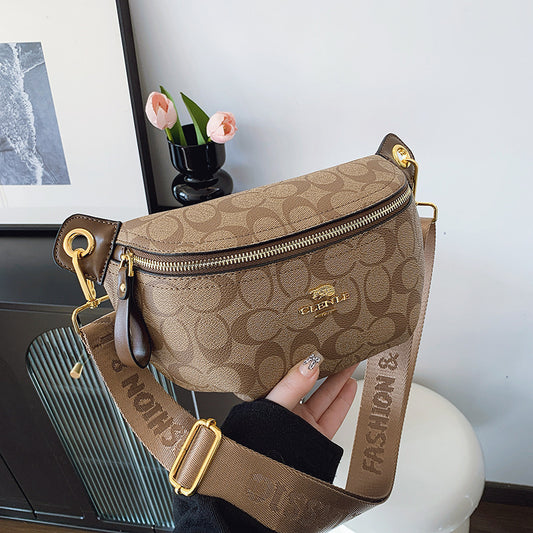 A new women's breast bag, fanny pack, temperament, high-end fashion printed shoulder messenger women's bag - Mixbatch