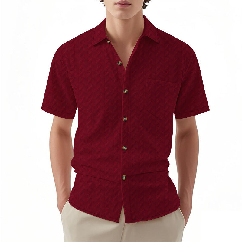 A Men's Solid Color Short Sleeve Shirt