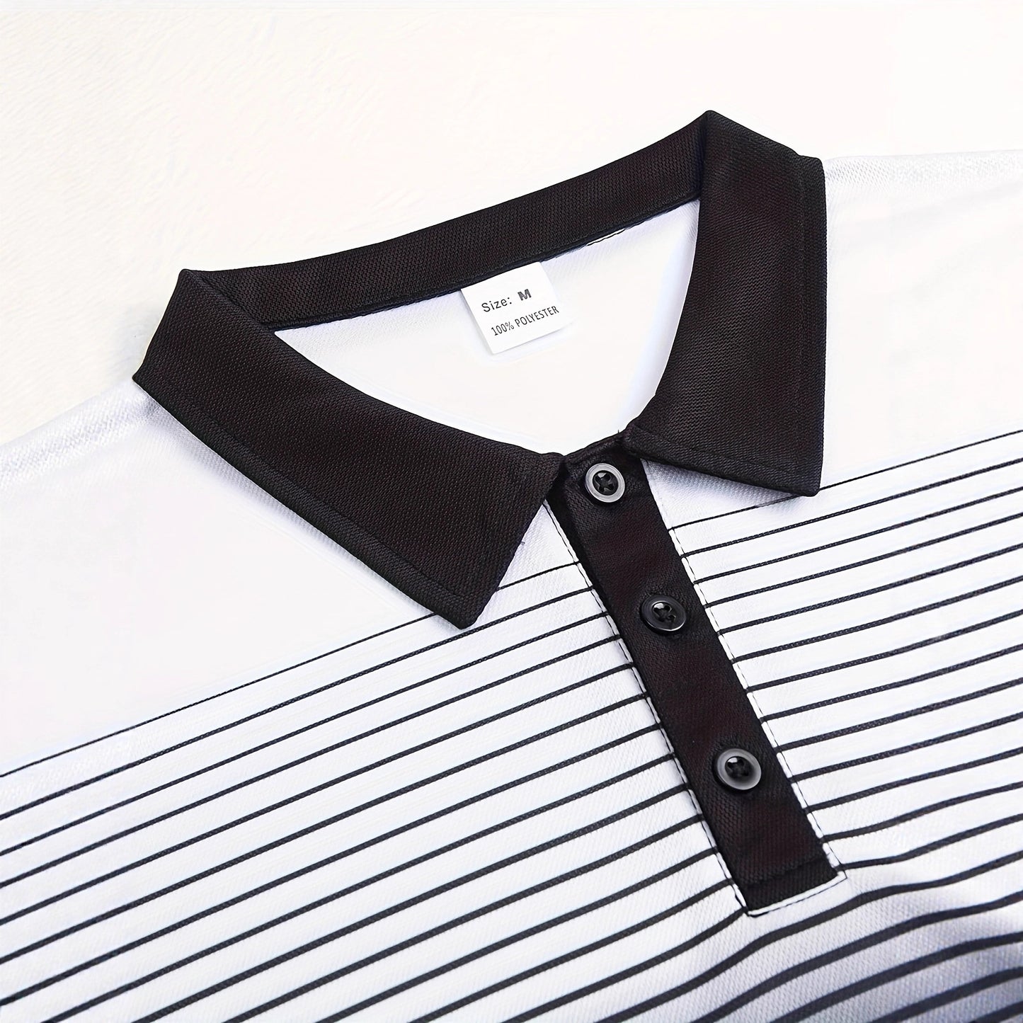 A European and American cross-border explosion Men's summer business fashion casual sports short-sleeved striped printed lapel polo shirt