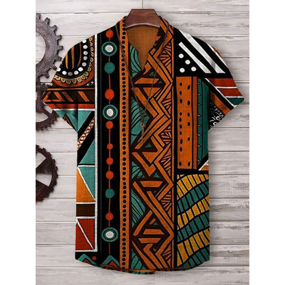 A Printed Short Sleeve V-Neck Shirt