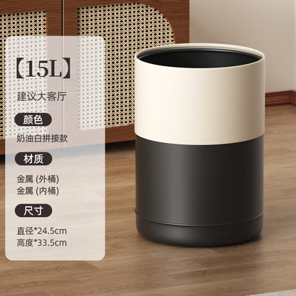 A black walnut wood grain trash can