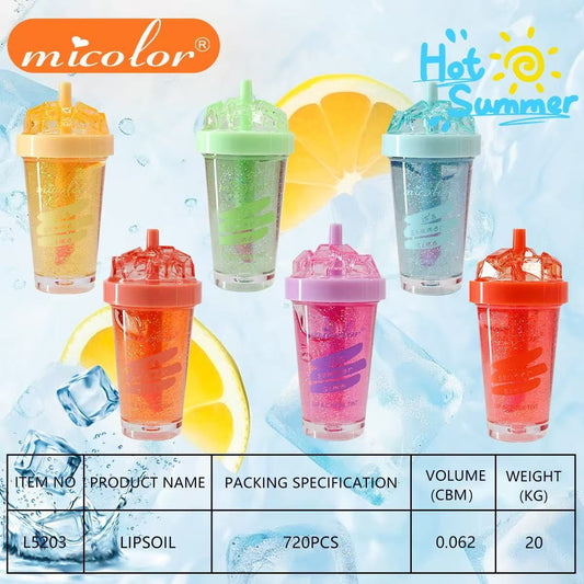 A Micolor Moisturizing Hydrating Lip Oil Cup Tropical Fruit Wine Glass Lip Gloss Anti-Cracking Lip Gloss