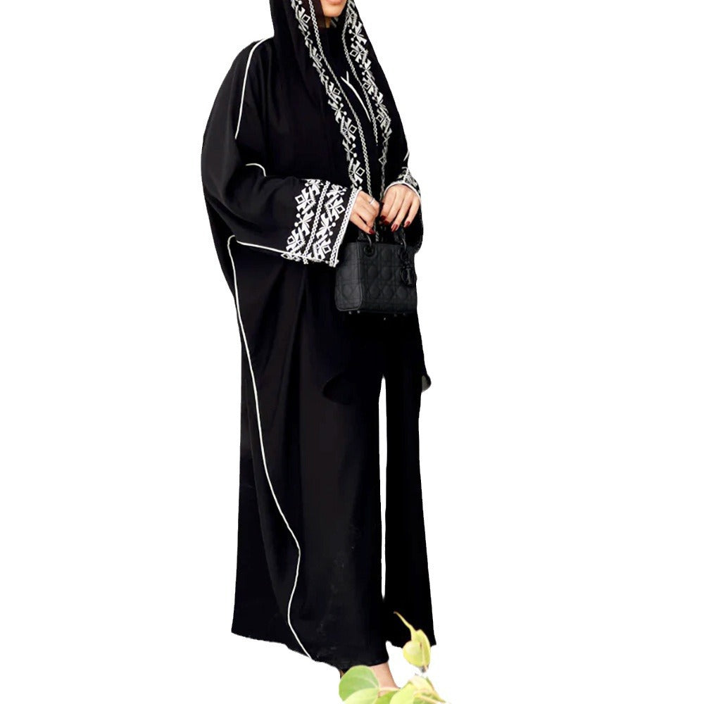 New Middle East Muslim cardigan robe contrasting color embroidery outer coat factory spot - Mixbatch