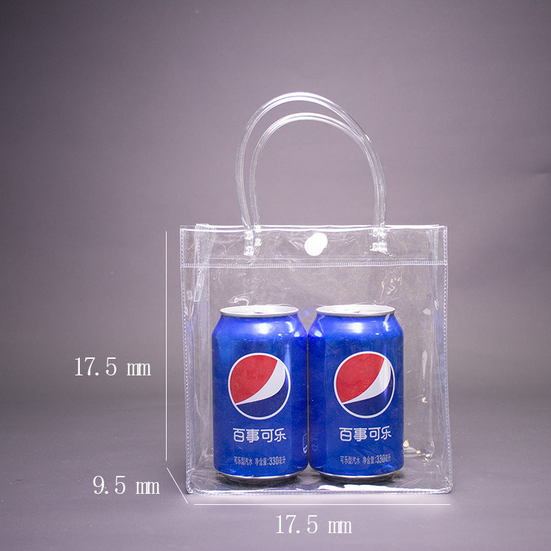 A Spot plastic pvc tote bag, transparent gift packaging bag, milk tea with hand gift, hi candy, portable pvc packaging bag