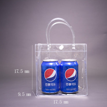 A Spot plastic pvc tote bag, transparent gift packaging bag, milk tea with hand gift, hi candy, portable pvc packaging bag