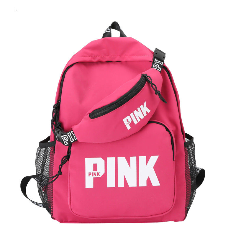 A pink backpack cross-border foreign trade women's bag backpack sequined laser student bag logo