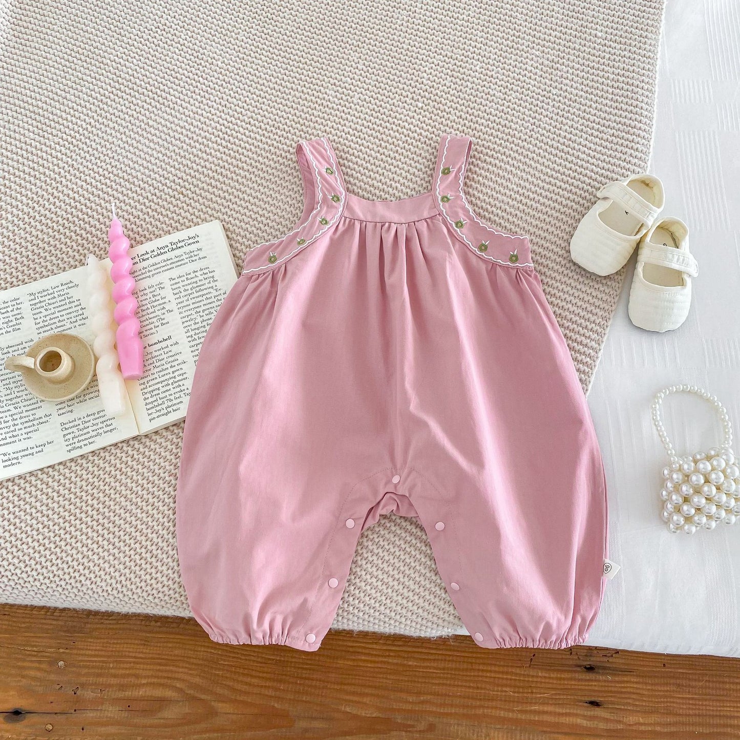 A Baby one-piece bib pants girl one-piece crawler suit floral shirt set baby foreign style outing two-piece set - Mixbatch