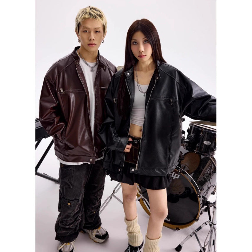 A PU leather jacket jacket
