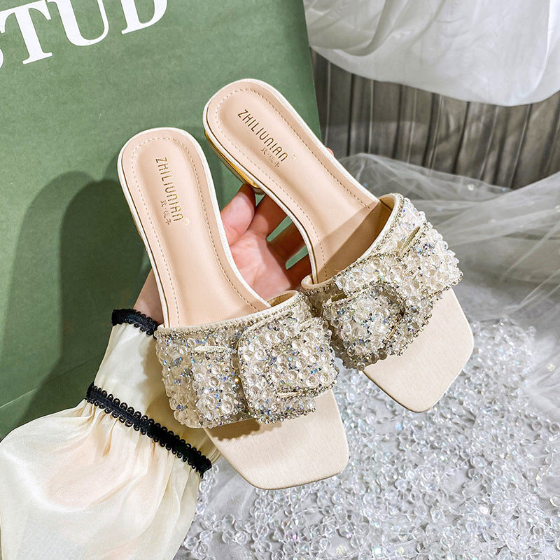 A summer rhinestone slippers women's summer