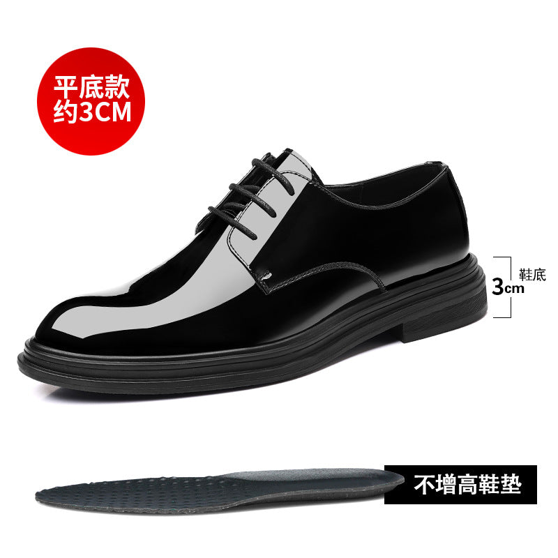 A leather shoes men's Korean version patent leather increases 8CM business leather shoes