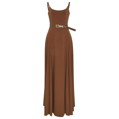 W310DS European and American cross-border 2025 spring wasteland wind belt suspender dress retro Maillard belt suspender skirt women - Mixbatch